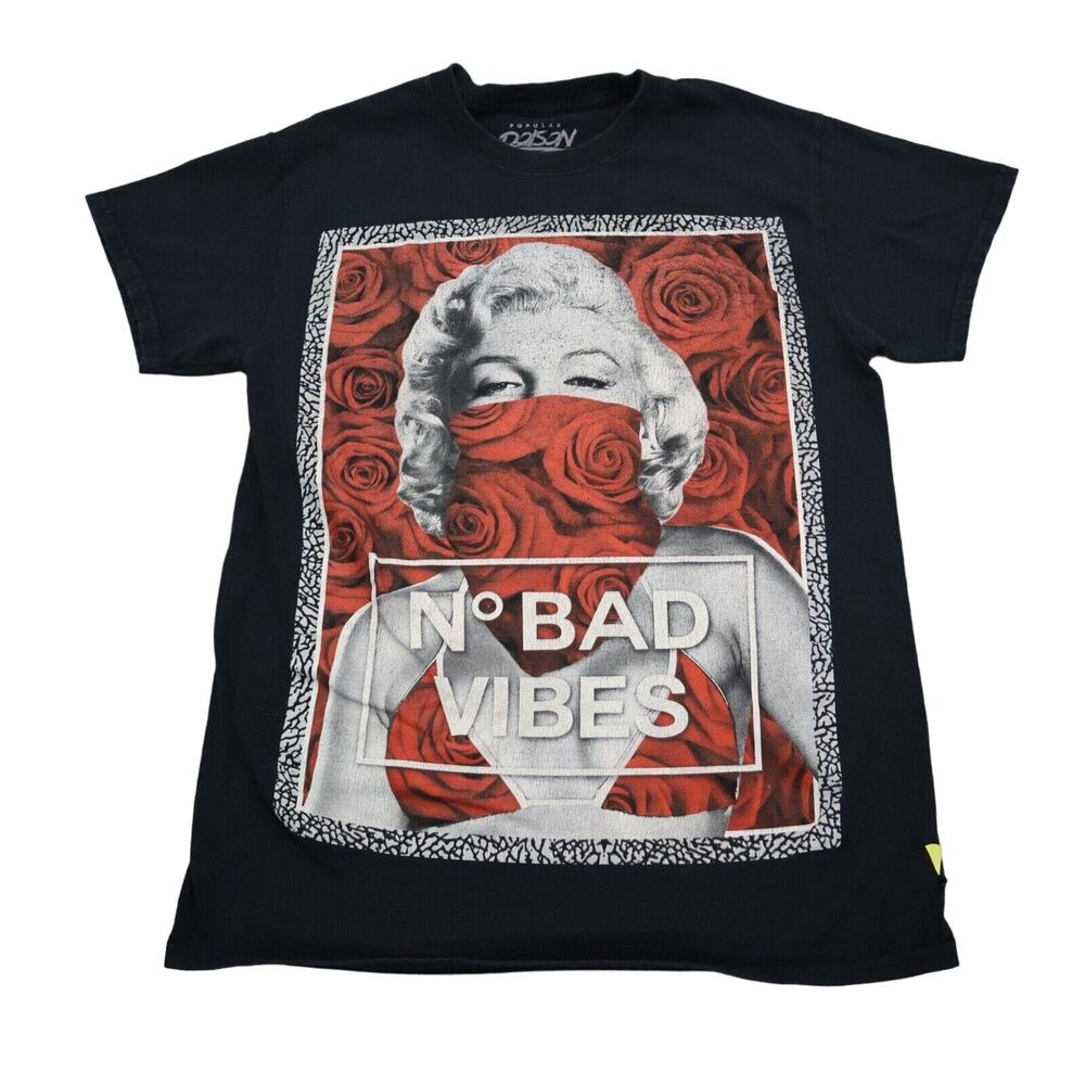 Popular Poison Shirt Mens S Black Short Sleeve Crew Neck Cotton Knit Casual Tee